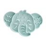 Elephant-shaped silicone slow feeder mat for cat bowls, blue with raised maze bumps