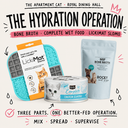 The Hydration Operation approved square bundle artwork with clean LickiMat cutout