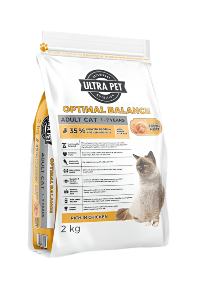 Ultra Pet Optimal Balance adult cat food bag, rich in chicken, 2 kg