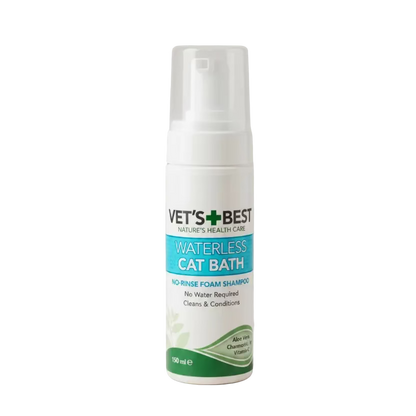 Waterless cat bath foam shampoo bottle with pump; Vet's Best Waterless Cat Bath 150 ml